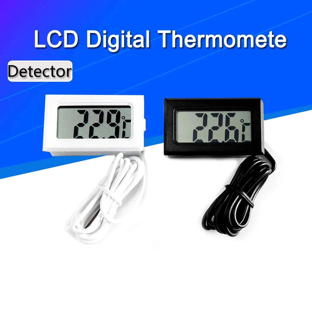 Digital LCD Thermometer with 1M Probe - Accurate Temperature Sensor for Household & Refrigeration Use