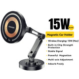 Soporte magnético de carga inalámbrica para automóvil: cargador rápido de 15 W y soporte ajustable en múltiples ángulos