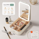 Foldable Makeup Mirror with Storage Box – Portable Vanity Organizer