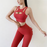 Women's High-Waist Yoga Tracksuit Set with Bra and Pocket Leggings
