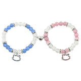 Matching Stitch Couple Bracelets - Magnetic Heart Charm Bracelets for Him & Her