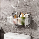 Estante de almacenamiento para baño: elegante estante de pared de hierro para un almacenamiento organizado (negro/blanco)