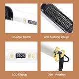 Dual-Use LCD Electric Straightening Brush & Curler with Temperature Control