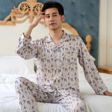 Luxury Men's Paisley Pajama Set - Soft Imitation Silk Full Sleeve Sleepwear with Elastic Waist