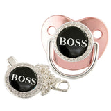 Chupete para bebé con clip de cadena, chupete de silicona brillante de lujo sin BPA para recién nacidos