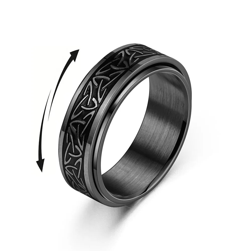 Viking Spinner Ring – Stainless Steel Anxiety Relief Ring with Celtic Knot Design