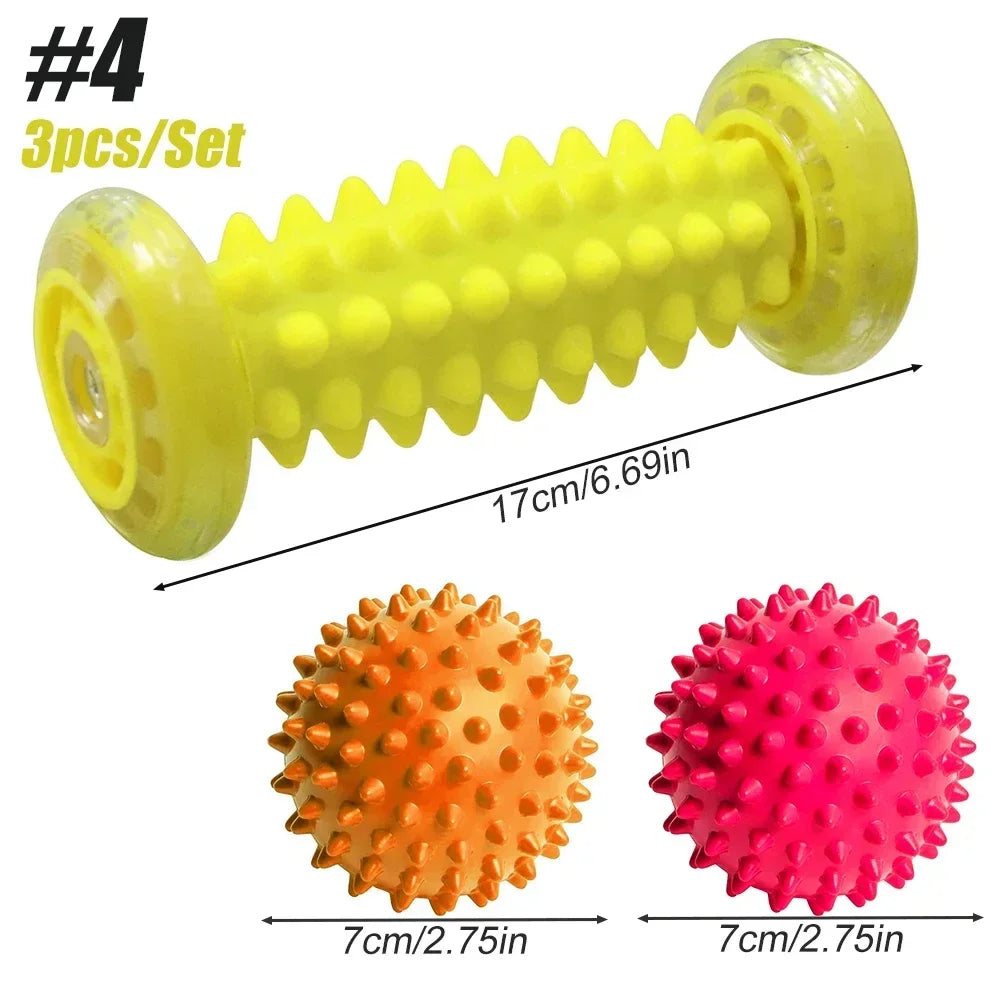 Spiky Massage Ball & Foot Roller Set - Deep Tissue Therapy for Plantar Fasciitis & Muscle Pain
