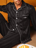 Men’s Long Sleeve Pajama Set – Lightweight Turn-Down Collar Loungewear with Full Coverage Comfort