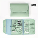 Professional 16-Piece Manicure & Pedicure Set with Travel Case - Nail Clippers & Cuticle Tools