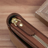 Vintage RFID-Blocking Leather Wallet for Men – Slim Zipper Clutch with Card Slots