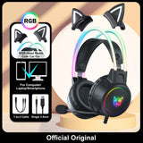 ONIKUMA X15 Pro Gaming Headset with RGB Cat Ears - 50mm Drivers & Noise Isolation