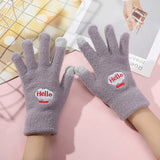 Cute Embroidered Bear Touchscreen Gloves – Warm Knit Winter Gloves for Women