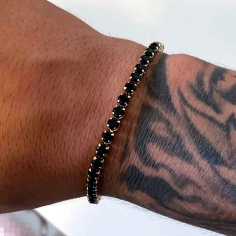 Pulsera de tenis para parejas – Acero inoxidable ajustable con circonitas cúbicas, pulsera unisex con dijes