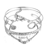 Bohemian Geometric Link Chain Bracelet with Lobster Claw Clasp for Women - Mood Tracker Jewelry