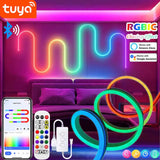 TUYA Neon LED Strip Lights 5V RGBIC Neon Strip 72LEDs/M Silicone with Music Sync RGBIC Dreamcolor Chasing Strip Tape for Room