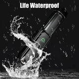 Rechargeable Waterproof LED Flashlight with Zoom and USB Charging