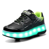 Unisex LED Light-Up Casual Shoes for Kids – Hook & Loop Sneakers with PU Upper and Non-Slip Rubber Sole