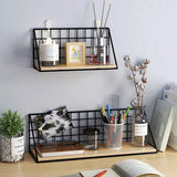 Wall-Mounted Shelf Organizer – Metal & Wood Storage Rack for Home & Office