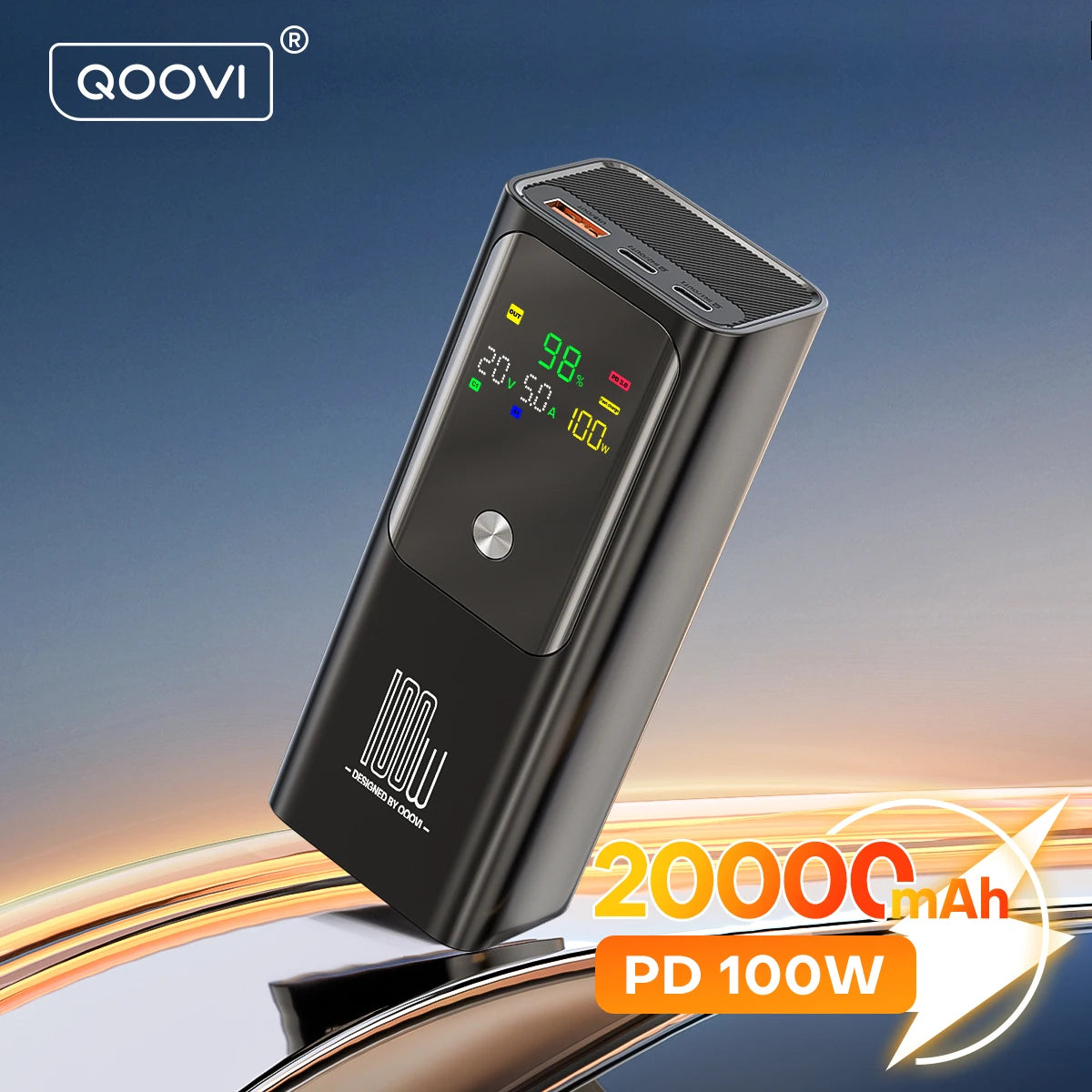 QOOVI 100W PD Power Bank – Ultra-Fast 20000mAh Portable Charger for Laptops, iPhones & More