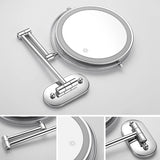 Wall-Mounted LED Makeup Mirror with Magnification and Dual-Sided Swivel