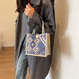 Women’s Linen Tote Bag – Foldable Casual Handbag with Large Capacity & Cotton Rope Handle