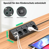 Corner Power Strip with USB Ports and 2m Extension Cable