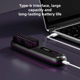 LCD Display Cordless Hair Straightener - USB-C Rechargeable Ionic Styling Comb with 3 Heat Settings