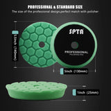 SPTA - Juego de 5 almohadillas de lana para pulido de coche, 3" (80 mm)/5" (125 mm)/6" (150 mm), para pulidora DA/RO/GA, pulidora, enceradora