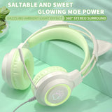 Cat Ear Gaming Headphones with RGB Lights - Wired 3.5mm Headset with Noise Canceling Mic for PC & Laptop