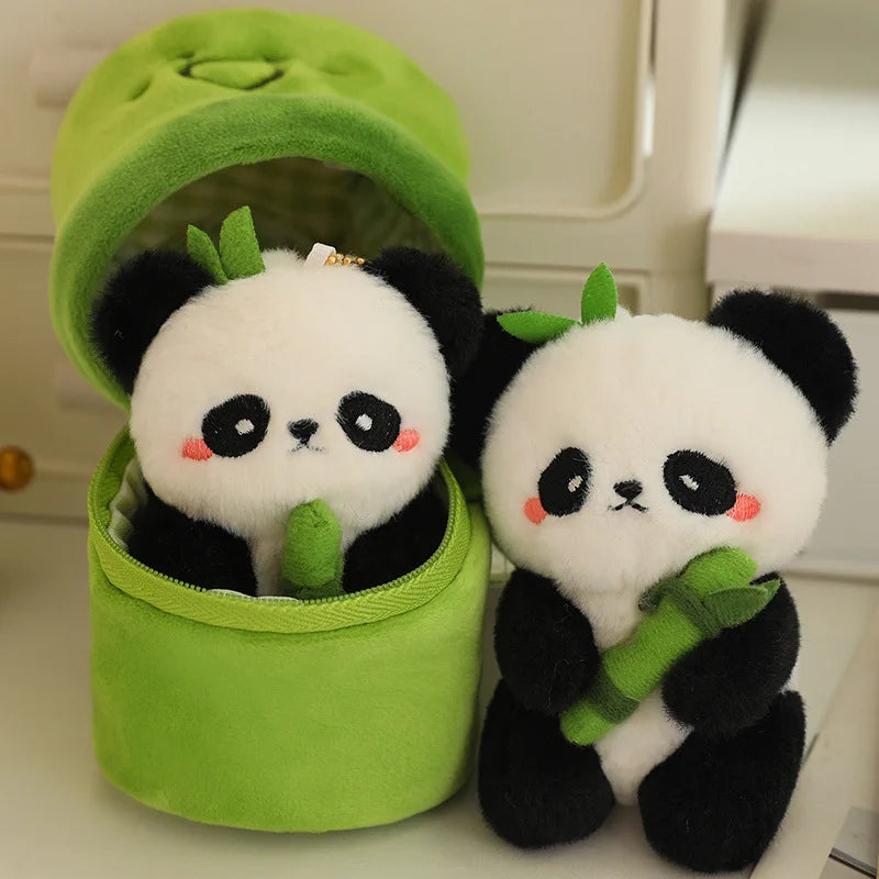10cm Bamboo Panda Plush Toy - Soft Stuffed Animal Keychain & Bag Charm