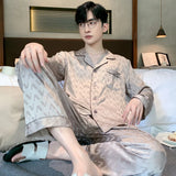 Men’s Silk Satin Pajama Set – Lightweight Luxury Sleepwear with Turn-Down Collar