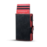 Slim RFID Leather Wallet – Minimalist Pop-Up Card Holder with Coin Pocket & Secure Button Closure