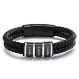 Personalized Name Leather Bracelet for Men – Magnetic Clasp Custom Wristband