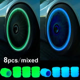 Glow-in-the-Dark Tire Valve Caps – Fluorescent Stem Covers for Cars, Motorcycles & Bicycles