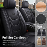 Universal Fit PU Leather Car Seat Covers – Full Set Waterproof Cushion Pads for 5 Seats