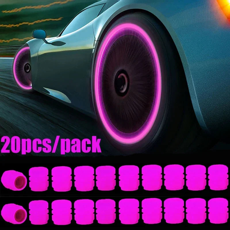 Glow-in-the-Dark Tire Valve Caps – Fluorescent Stem Covers for Cars, Motorcycles & Bicycles