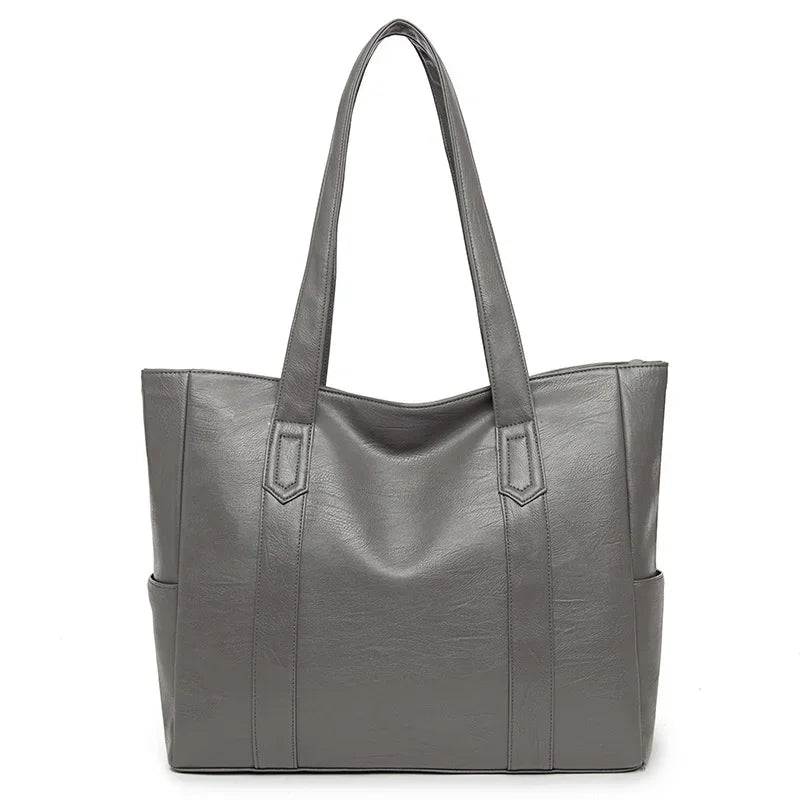 Vintage PU Leather Shoulder Bag – Large Capacity Crossbody Tote for Women