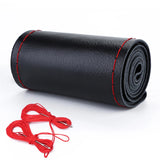 Universal Leather Steering Wheel Cover – 38cm Non-Slip DIY Auto Wheel Protector