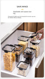 Tarro grande de plástico para almacenar granos de cocina: organizador de alimentos y recipiente para condimentos a prueba de humedad
