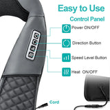 Heated Shiatsu Neck and Shoulder Massager – Deep Tissue Kneading with 3-Speed Settings
