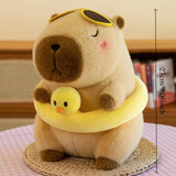 Capybara Family Plush Set - Mom & 4 Baby Stuffed Animals with Turtle Backpack