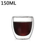 Taza de vidrio de doble pared resistente al calor: taza transparente hecha a mano para café, té y cerveza 