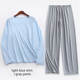 Men’s Solid Color Polyester Spandex Pajamas – Lightweight & Comfortable Sleepwear