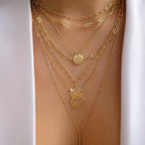 Collar vintage de varios estilos en color dorado nuevo para mujer, conjunto de collares con colgante de cristal multicapa de estilo bohemio y moderno, regalos de joyería