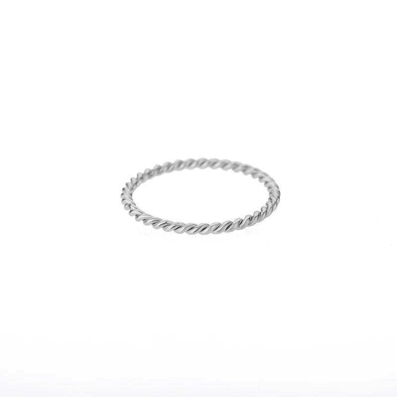 Elegant Stainless Steel Wedding Band – Minimalist Pave-Set Ring for Women