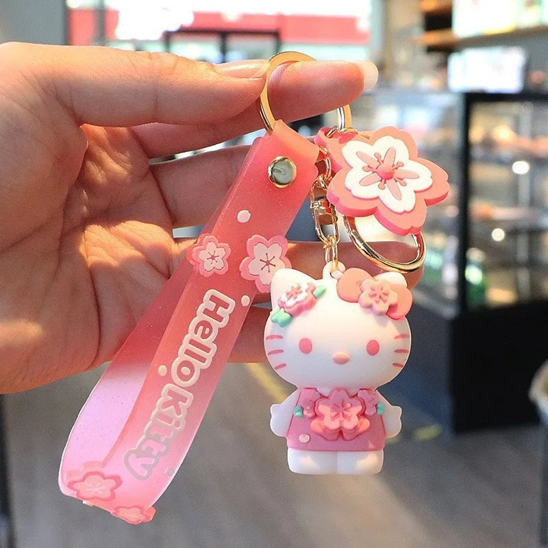 Sanrio Sakura Keychain - Hello Kitty & Kuromi PVC Keyring Collection