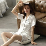 Men’s Summer Pajama Set – Short Sleeve Lightweight Loungewear with Button-Up Top and Elastic Waist Shorts