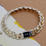 Pulsera con dijes de plata de ley 925: diseño geométrico clásico para ocasiones especiales, bodas y unisex