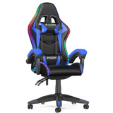 RGB Gaming Chair with LED Lights, Ergonomic Reclining PU Leather Office Chair
