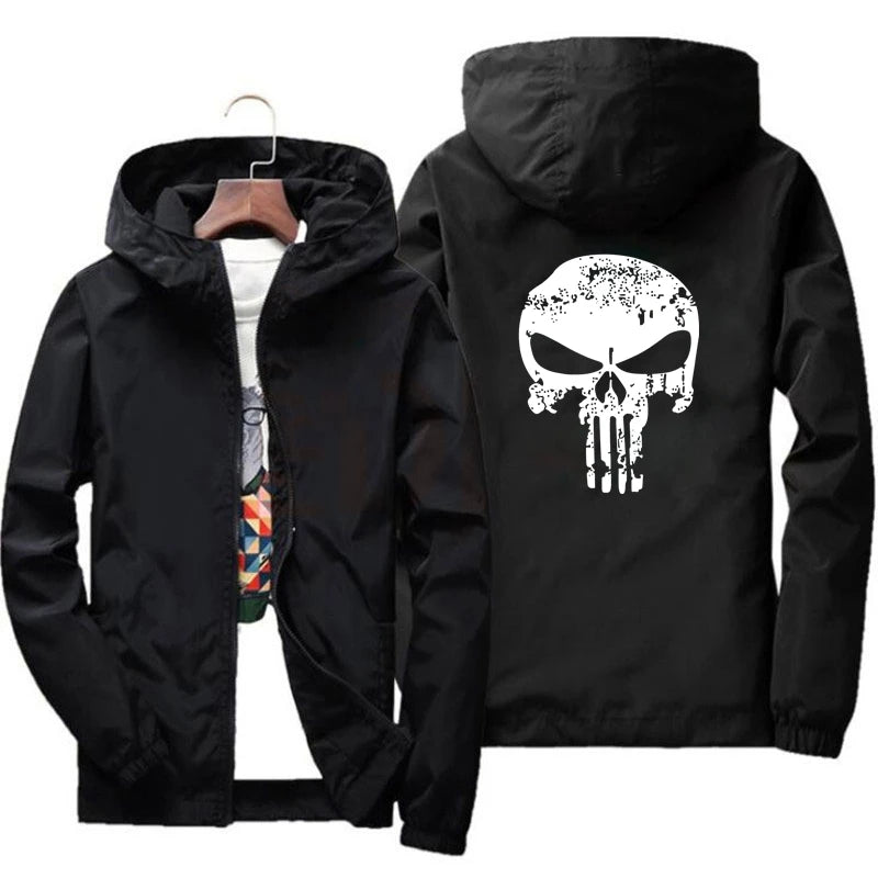 Men’s Casual Hooded Jacket – Lightweight Printed Zip-Up Outerwear for Spring & Autumn